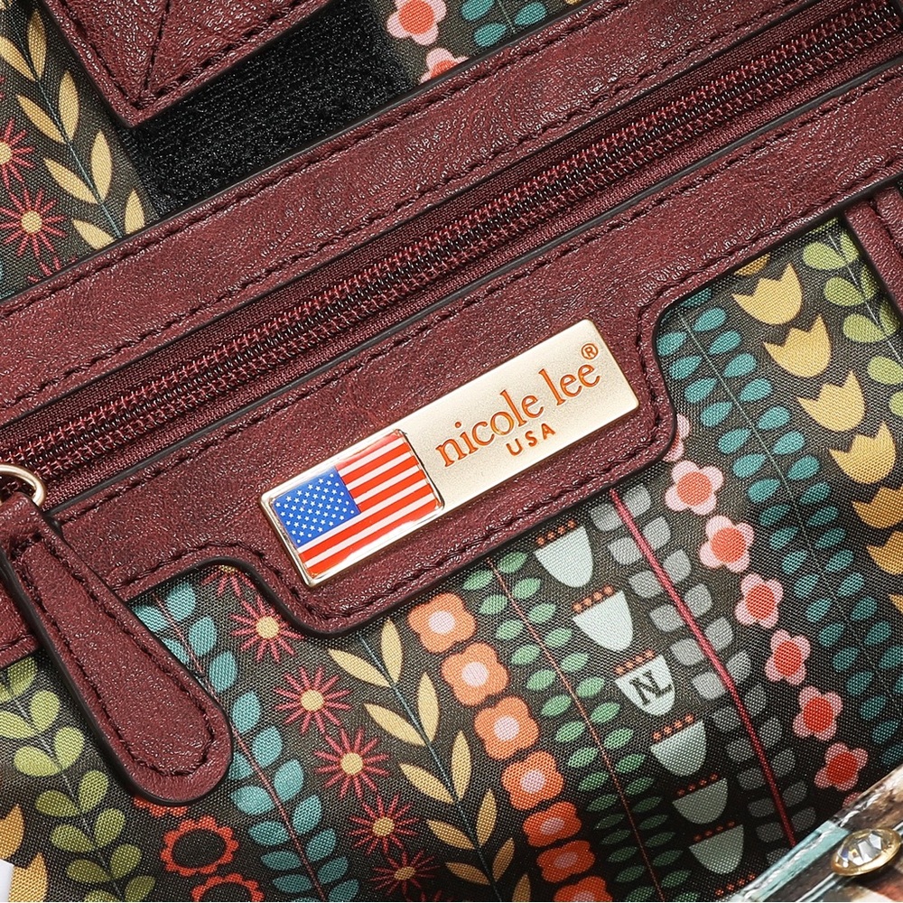 Nicole Lee Black & Brown Cafe Print Backpack - Picture 10 of 12